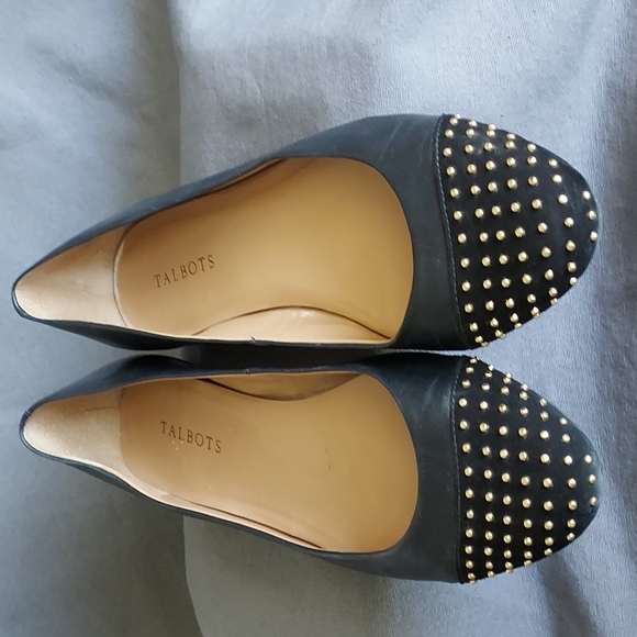 Talbots Black Flats with Gold Studs - Picture 2 of 5